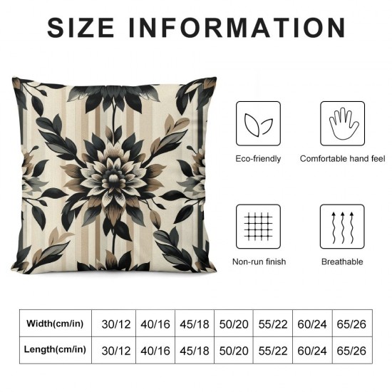 Ulloord Brown Tan Black Pillow Covers Dahlia Floral Decor Throw Pillows Spring Summer Modern Geometry Flower Outdoor Decorative Cushion Cases for Sofa Couch Bed Decorations