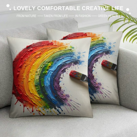 Ulloord  Rainbow Throw Pillow Covers Home Pillow Cover Colourful Rainbow Pillow Case Hidden Zipper Closure Cushion Cover for Sofa Couch Bedroom Decor Pillowcases(Rainbow)