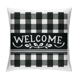  Fall Buffalo Plaid Pillow Covers Pillow Case Black and White Grid Square Farmhouse Cushion Cover for Sofa Couch Bedroom ()