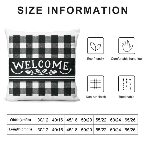  Fall Buffalo Plaid Pillow Covers Pillow Case Black and White Grid Square Farmhouse Cushion Cover for Sofa Couch Bedroom ()