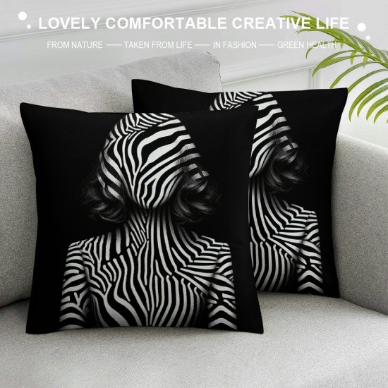 Ulloord Black and White Zebra Stripe Throw Pillow Covers Summer Tropical Jungle Animals African Wildlife Exotic Decorative Pillow Cases Cushion Cover for Sofa Couch Home Decor