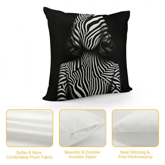 Ulloord Black and White Zebra Stripe Throw Pillow Covers Summer Tropical Jungle Animals African Wildlife Exotic Decorative Pillow Cases Cushion Cover for Sofa Couch Home Decor