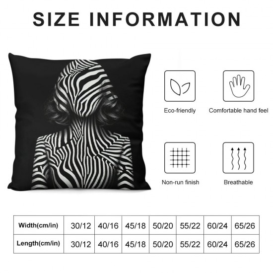 Ulloord Black and White Zebra Stripe Throw Pillow Covers Summer Tropical Jungle Animals African Wildlife Exotic Decorative Pillow Cases Cushion Cover for Sofa Couch Home Decor