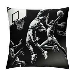 Ulloord  Basketball Throw Pillow Covers&nbsp;Men are Playing Basketball Pattern Decorative Pillow Case Cushion Cover Ball Lover Gift Decor Home Sofa (Black Basketball Set)