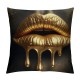 Ulloord  Gold Sexy Lip Throw Pillow Covers Black Gold Lips Pattern Design Decorative Pillow Case Super Soft Rock Punk Neoclassical Style Cushion Cover for Home Sofa