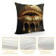 Ulloord  Gold Sexy Lip Throw Pillow Covers Black Gold Lips Pattern Design Decorative Pillow Case Super Soft Rock Punk Neoclassical Style Cushion Cover for Home Sofa