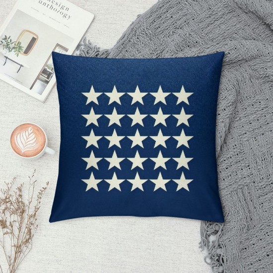 Ulloord  Patriotic July 4th Throw Pillow Covers Geometric Stars Square Cushion Cover USA Star Pillow Cases Navy Blue Background Pillowcases for Couch Sofa Bed Car