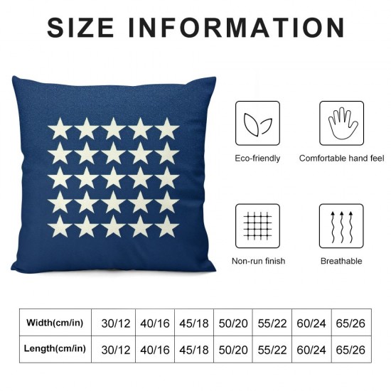 Ulloord  Patriotic July 4th Throw Pillow Covers Geometric Stars Square Cushion Cover USA Star Pillow Cases Navy Blue Background Pillowcases for Couch Sofa Bed Car