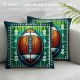 Ulloord Throw Pillow Case American Football with Green&nbsp;Rectangular Stripe Background Throw Pillow Covers Print Cushion Cover for Home Sofa Couch