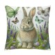  Vintage Rabbit Flowers Throw Pillow Covers Happy Easter Eggs Bunny Decorative Rustic Spring Pillow Case Outdoor Cushion Cover Decor Sofa