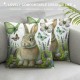  Vintage Rabbit Flowers Throw Pillow Covers Happy Easter Eggs Bunny Decorative Rustic Spring Pillow Case Outdoor Cushion Cover Decor Sofa