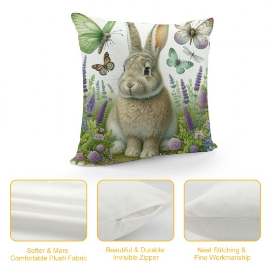  Vintage Rabbit Flowers Throw Pillow Covers Happy Easter Eggs Bunny Decorative Rustic Spring Pillow Case Outdoor Cushion Cover Decor Sofa