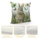  Vintage Rabbit Flowers Throw Pillow Covers Happy Easter Eggs Bunny Decorative Rustic Spring Pillow Case Outdoor Cushion Cover Decor Sofa