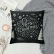 Ulloord Merry Christmas Trees Black White Snowflake Throw Pillow Covers Winter Xmas Square Decorative Pillow Cases Cushion Cover Outdoor Decorations Sofa