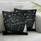 Ulloord Merry Christmas Trees Black White Snowflake Throw Pillow Covers Winter Xmas Square Decorative Pillow Cases Cushion Cover Outdoor Decorations Sofa