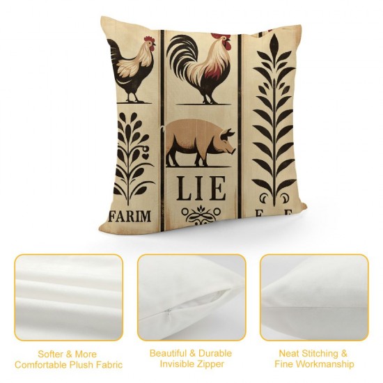 Ulloord Pillow Covers Farm Animal Pig Cow Decorative Pillow Case Cushion Cover for Outdoor Home Decor Sofa Bedroom Car Pillow Cover