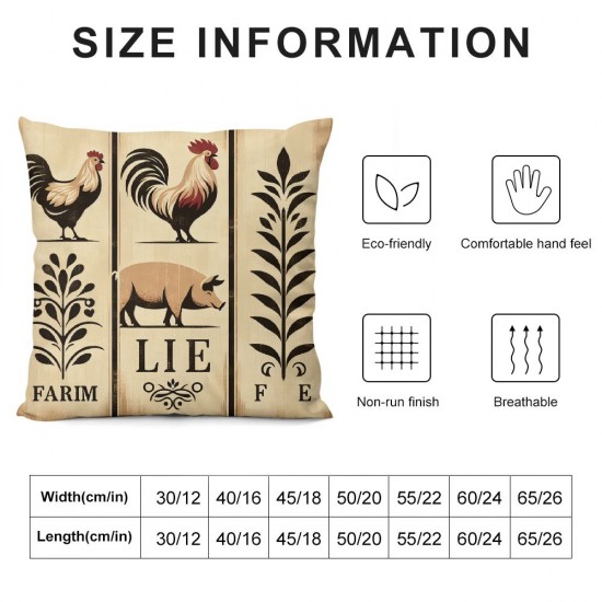 Ulloord Pillow Covers Farm Animal Pig Cow Decorative Pillow Case Cushion Cover for Outdoor Home Decor Sofa Bedroom Car Pillow Cover