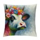 Smilayrd Farm Animal Farmhouse Pillow Covers Oil Painting Lovely Cow with Decor Throw Pillow Case Rustic Country Animal Cushion Cover Outdoor for Sofa