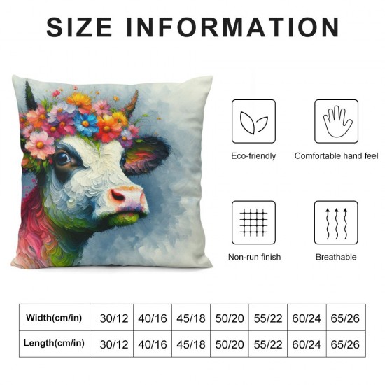 Smilayrd Farm Animal Farmhouse Pillow Covers Oil Painting Lovely Cow with Decor Throw Pillow Case Rustic Country Animal Cushion Cover Outdoor for Sofa