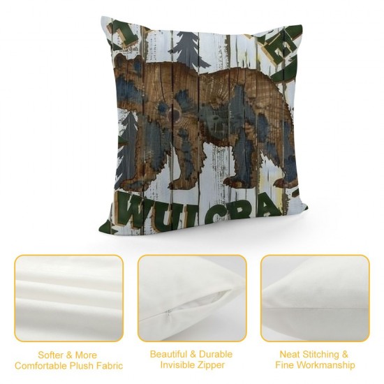 Qinduosi Waterproof Forest Silhouettes Pillow Covers Double Sided with Do Not Wake The Bears Animals Trees Farmhouse Outdoor Decorations Throw Pillow Cases