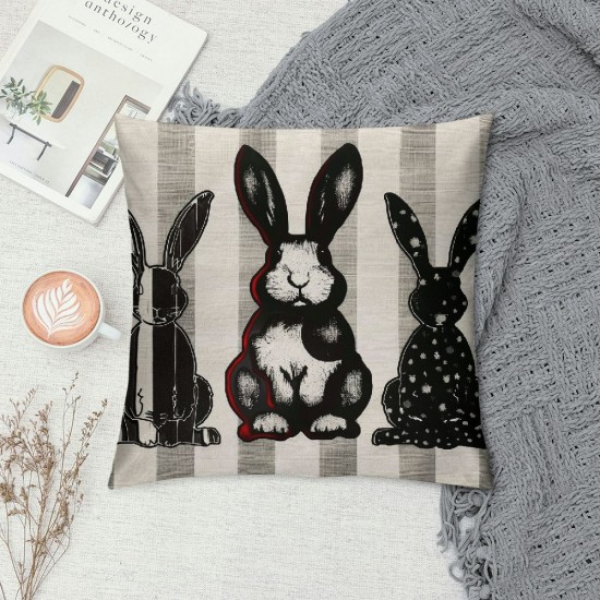 Qinduosi Easter Pillow Covers inch Bunny Decorative Throw Pillows Rabbit Cushion Case Spring Decorations for Farmhouse Home Couch Sofa