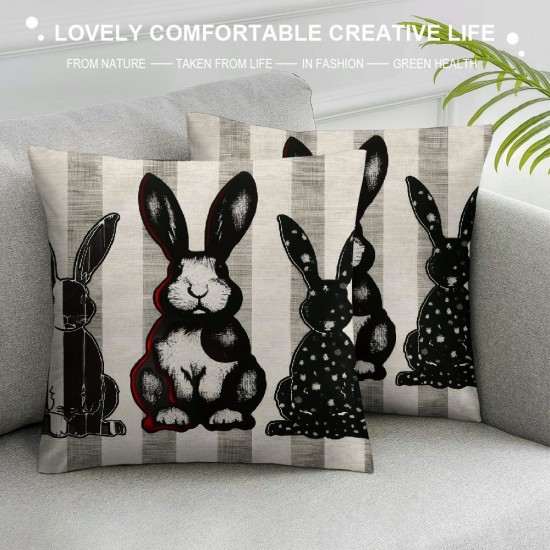 Qinduosi Easter Pillow Covers inch Bunny Decorative Throw Pillows Rabbit Cushion Case Spring Decorations for Farmhouse Home Couch Sofa