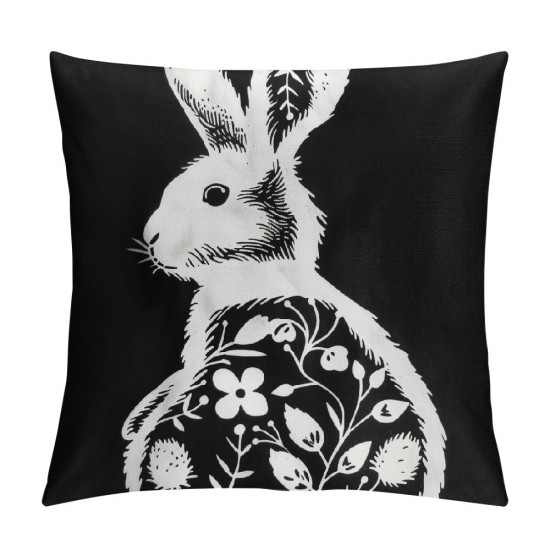 Floral Easter Bunny Throw Pillow Covers inch Happy Easter Farmhouse Spring Home Decor for Couch Bed Sofa