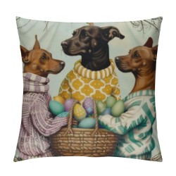 Pillow Covers Set of , Bunny Eggs Dog Cat Spring Home Farmhouse Holiday Colorful Easter Decorative Throw Pillows for Home Sofa Couch Decoration