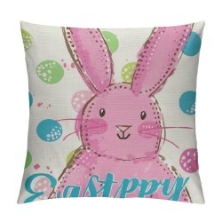 Easter Pillow Covers Set of , Bunny Decorations Holiday Farmhouse Spring Pillow Case for Home Sofa Couch Decor (Pink AA