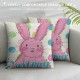 Easter Pillow Covers Set of , Bunny Decorations Holiday Farmhouse Spring Pillow Case for Home Sofa Couch Decor (Pink AA