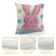 Easter Pillow Covers Set of , Bunny Decorations Holiday Farmhouse Spring Pillow Case for Home Sofa Couch Decor (Pink AA