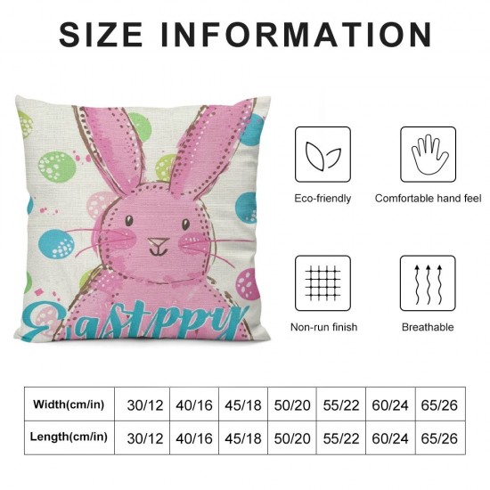 Easter Pillow Covers Set of , Bunny Decorations Holiday Farmhouse Spring Pillow Case for Home Sofa Couch Decor (Pink AA