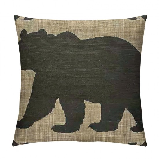 Qinduosi Throw Pillow Covers Style Cute Bear Linen Decorative Square Pillowcases Cushion Cover