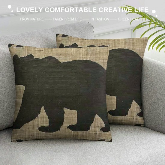 Qinduosi Throw Pillow Covers Style Cute Bear Linen Decorative Square Pillowcases Cushion Cover