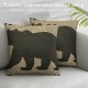 Qinduosi Throw Pillow Covers Style Cute Bear Linen Decorative Square Pillowcases Cushion Cover