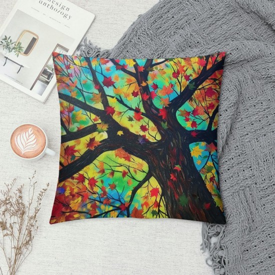 Watercolor Tree Throw Pillow Cover - Colorful Tree Pillow Covers Set of  Nature Forest Pillowcase Decor for Indoor Outdoor Home Sofa Bedroom Living Room