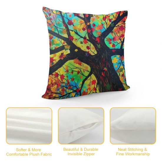 Watercolor Tree Throw Pillow Cover - Colorful Tree Pillow Covers Set of  Nature Forest Pillowcase Decor for Indoor Outdoor Home Sofa Bedroom Living Room