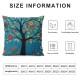 Qinduosi Beige Linen Square Decorative Throw Pillow Covers Indoors or Outdoors Cushion Cases, , Beige/White/Black(Black Large Tree and Flower Birds)