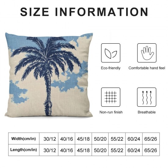 Qinduosi Navy Blue Palm Tree Pillow Covers Inch Set of Plants Coconut Trees Decorative Pillow Cases Vintage Cushion Case Home Decor for Sofa Couch Outdoor