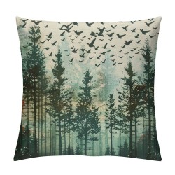 Qinduosi Pillow Covers Pack of Watercolor Green Coniferous Tree Throw Pillow Covers, Pillowcase Decorative Cushion Case for Sofa Couch Outdoor