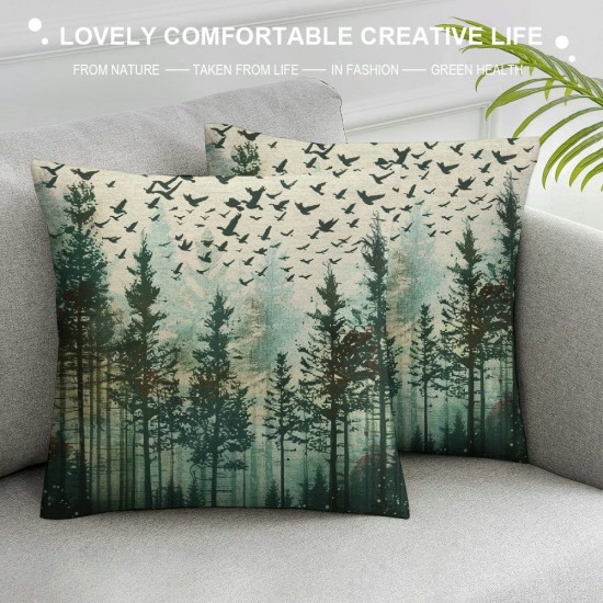 Qinduosi Pillow Covers Pack of Watercolor Green Coniferous Tree Throw Pillow Covers, Pillowcase Decorative Cushion Case for Sofa Couch Outdoor