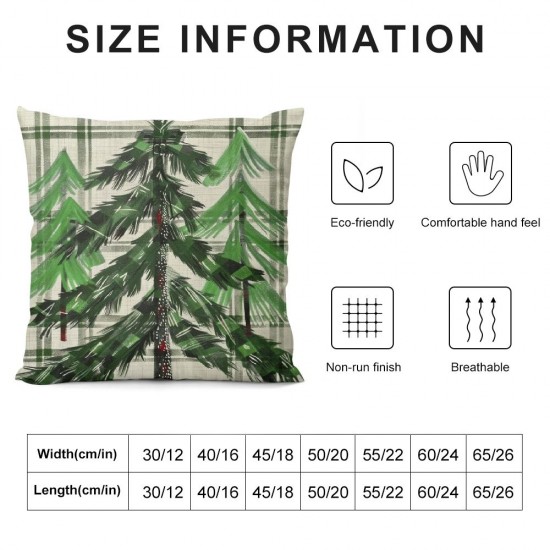 Qinduosi Watercolor Christmas Tree Pillow Covers Inch Green Black White Buffalo Plaid Decorative Pillow Cases Xmas Holiday Square Throw Pillows Set of  Home Decor For Sofa Couch Bedroom Porch Outdoor