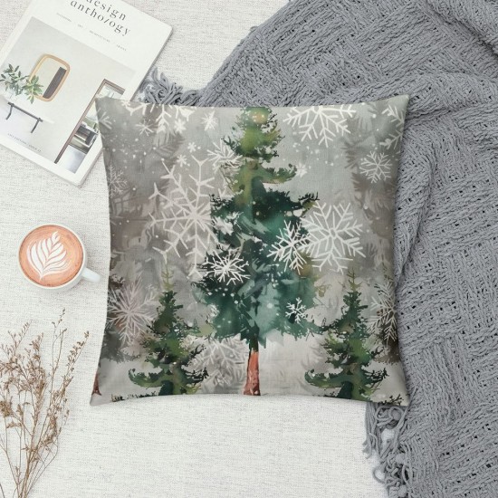 Qinduosi Christmas Pillow Covers Inch Pack of ,Grey Xmas Tree Snow Winter Decorative Square Throw Pillowcases,Christmas Decor for Bedroom Sofa Couch Cushion