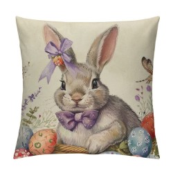 Pillow Covers Inch Set of Rabbit Bunny Butterfly Floral Leaves Spring Farmhouse Decoration Throw Pillow Cases Cushion Cover Linen for Sofa Couch