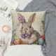 Pillow Covers Inch Set of Rabbit Bunny Butterfly Floral Leaves Spring Farmhouse Decoration Throw Pillow Cases Cushion Cover Linen for Sofa Couch