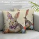 Pillow Covers Inch Set of Rabbit Bunny Butterfly Floral Leaves Spring Farmhouse Decoration Throw Pillow Cases Cushion Cover Linen for Sofa Couch