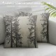 Qinduosi Grey Tree Pillow Covers Forest Gray Beige Decorative Nature Pine Trees Throw Pillows Pillowcase Square Cushion Case for Couch Sofa Bed Bedroom Car Living Room, Inch, Grey