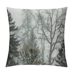 Qinduosi  Nature Throw Pillow Cushion Cover, Silhouette of Trees Forest Freshness Themed Woodland Branches Image, Decorative Square Accent Pillow Case, ", Grey White