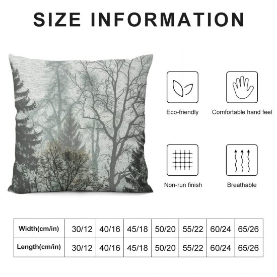 Qinduosi  Nature Throw Pillow Cushion Cover, Silhouette of Trees Forest Freshness Themed Woodland Branches Image, Decorative Square Accent Pillow Case, ", Grey White