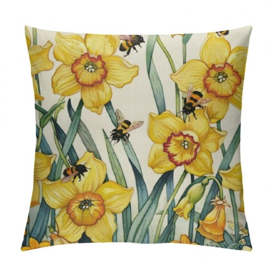 Qinduosi  Spring Throw Pillow Cover Set of Inch Spring Summer Flower Cushion Case for Sofa Couch